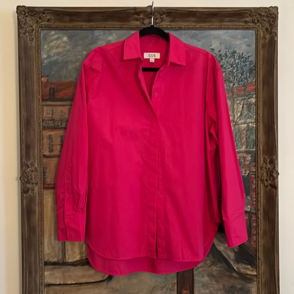 COS Tops - COS Oversized Button Down Shirt Hot Pink, Long Sleeve 100% Cotton size EUR 34